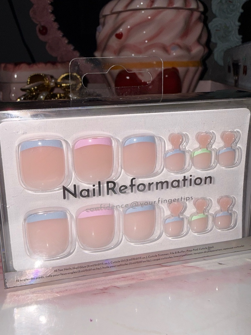 Nail Reformation Toe Press-On Nails - Pastel French Tips